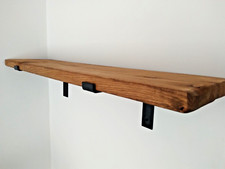 Solid Wood Scaffold Board Floating Shelf Wall Shelf 3.4cm Thick with 2 Brackets.