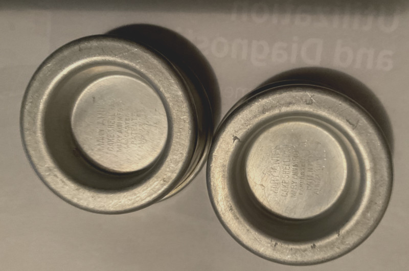 Mary Anns Cake Shell Pans (2) Round Aluminum Patented 1921