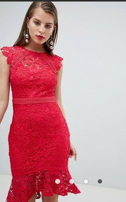 lipsy red lace dress