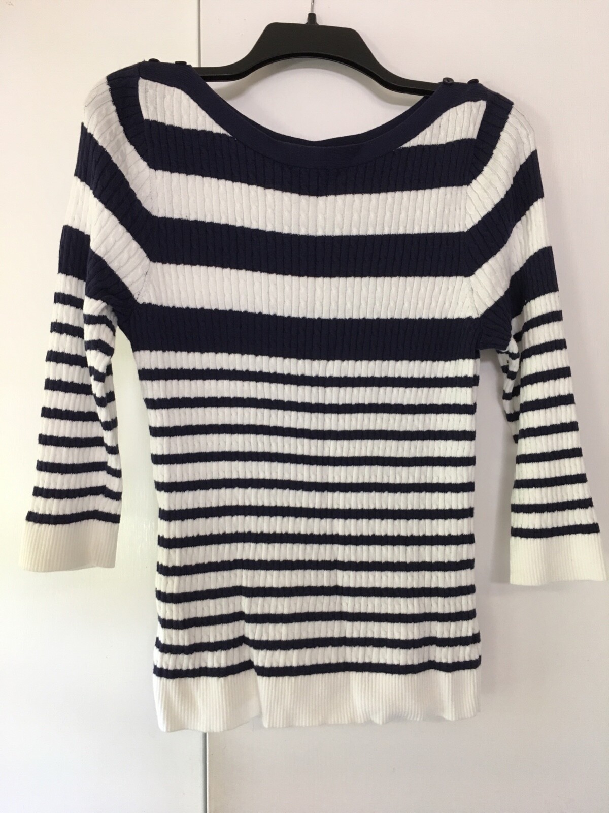 Sweater Pullover 3/4 sleeve Jeanne Pierre Ladies Large 100% Cotton -China-image