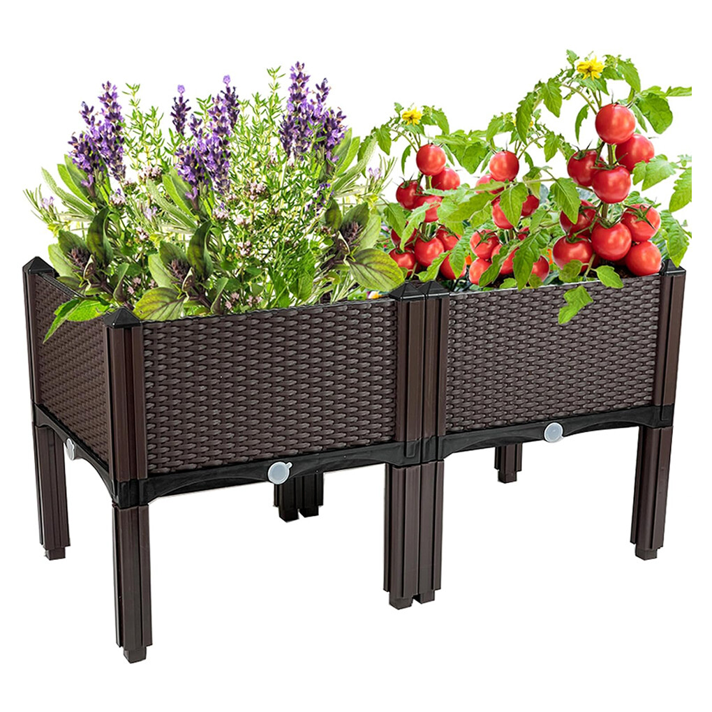 Raised Garden Bed Planter Box Outdoor Herb Flower Vegetable Plastic Grow Pot