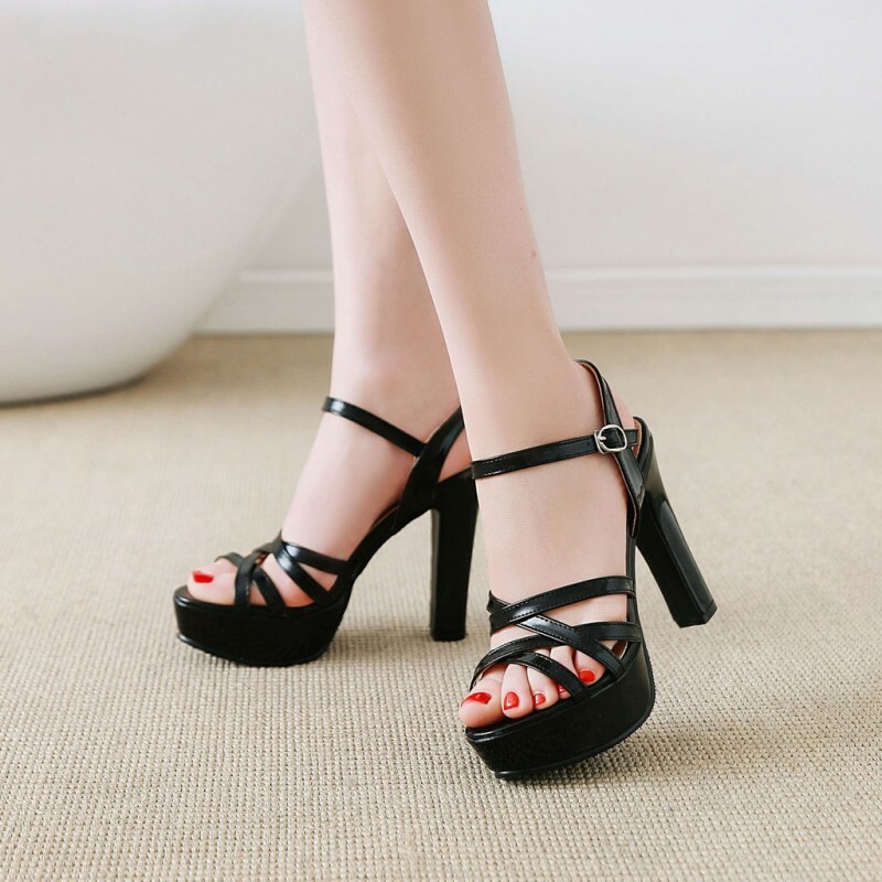 Womens Open Toe Platform Slingback Ankle Strap Shoes Casual