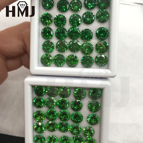 100pcs 0.8~15mm Round Cut Green Loose Cubic Zirconia 5A CZ stone Birthstone DIY - Picture 3 of 15