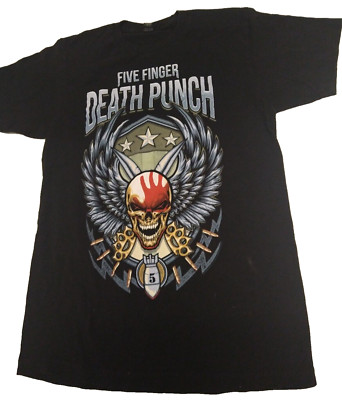 Five Finger Death Punch Concert T-Shirt Size M. Black 2018 Tour Tee. Skull, Bomb