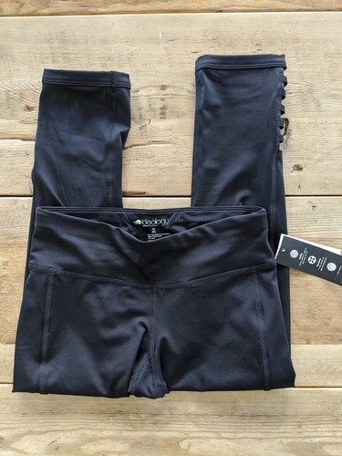 ID IDEOLOGY Black Strappy SMALL Mid Rise Crop Legging NEW Actived - Picture 2 of 2