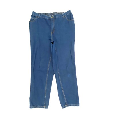 Woman Within Back Elastic Straight Women's size 16WP Dark Blue Denim Jeans