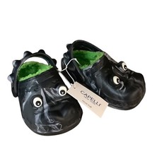 Capelli New York Black Dinosaur Clogs Green Faux Fur Toddler Small 4/5 NEW NWT