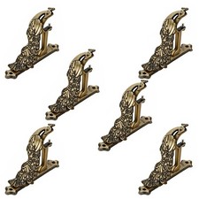 Zinc Antique Brass Curtain Brackets Holder for Door & Window 1 Inch Rod Set of 6