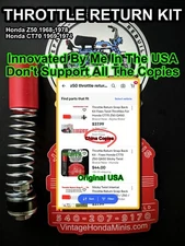 Throttle Return Snap Back Kit - Fixes Honda CT70 Z50 QA50 Sticky Twist Throttles