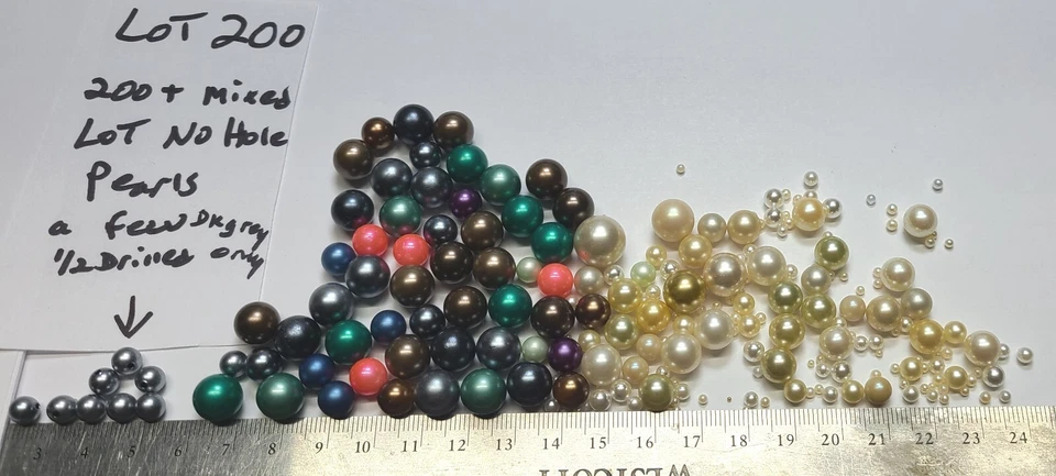 Lote 200 Joyas Mezcla Aleatoria Japón Sin Agujero Mezcla Perla Colores Crema Marfil Color Foto 2 de 4