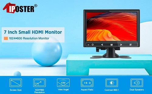 7" HDMI VGA Monitor 1024x600 Portable IPS Screen For CCTV Raspberry PS4 Truck - Picture 2 of 20