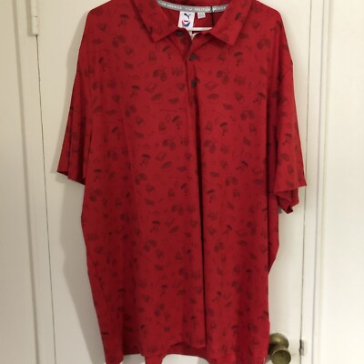 Puma 533856-03 Men's 2XL Volition Golf Polo Shirt Red Block Party Pattern New