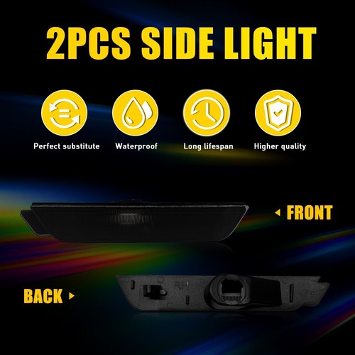 4PC Smoked LED Front+Rear Side Marker Lights Lamps For 10-15 Chevy Camaro D - Picture 7 of 10