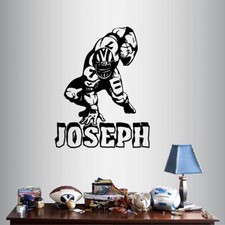 Vinyl Decal 3D Customized Name Football Player Boy Kids Sports Boys Room 62
