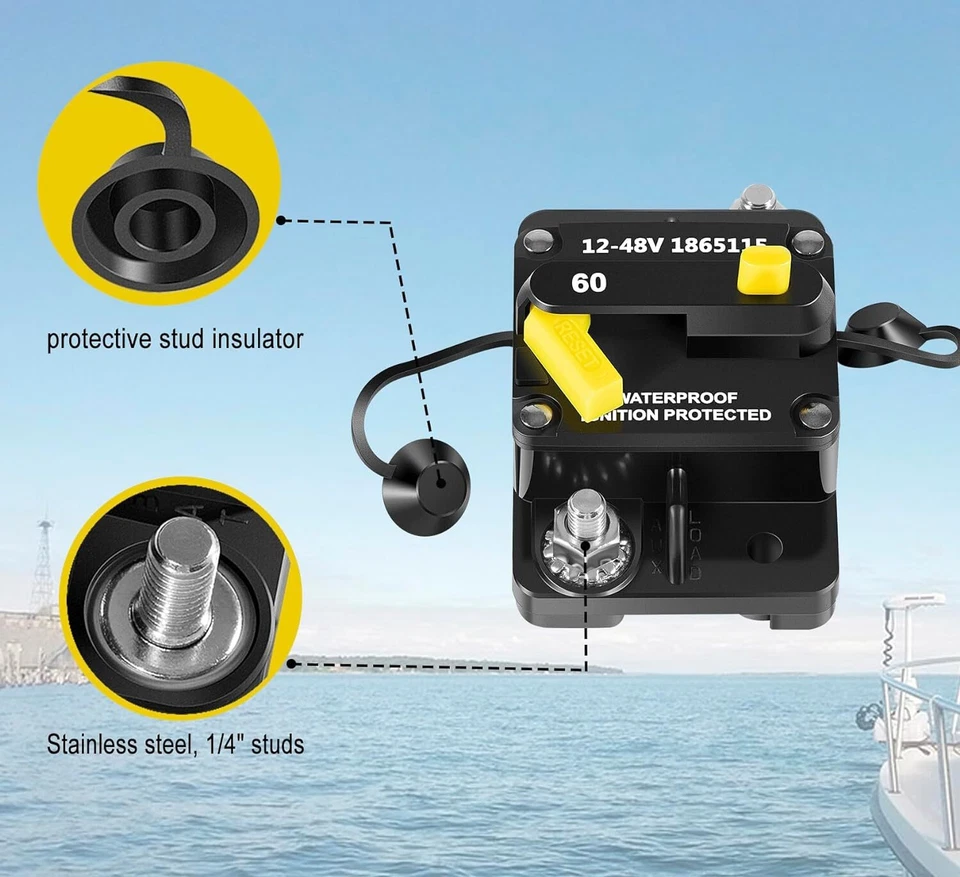 Disyuntor para motor de arrastre Minn Kota MKR-27 60 AMP 12-48 voltios 1865115 Foto 3 de 4