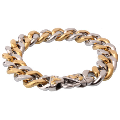 13/15MM Fashion Stainless Steel Cuban Curb Chain Men Women Bracelet Bangle 7-11''