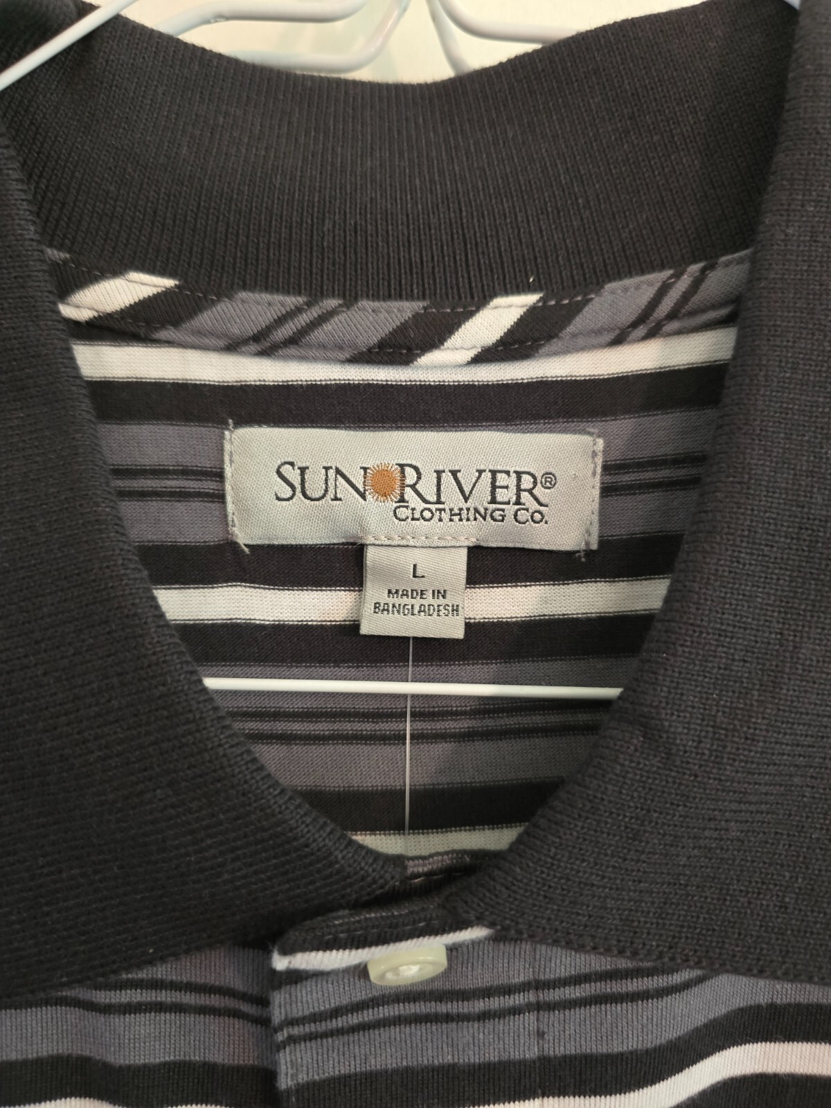 3 New Sun River Polo Golf Shirt Mens  Striped Wicking Stretch UV Protection LGE