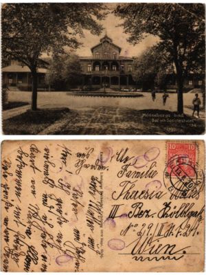Old postcard AK MÖSSEBERGs bad Bad och Societetshuset Sweden (418241)