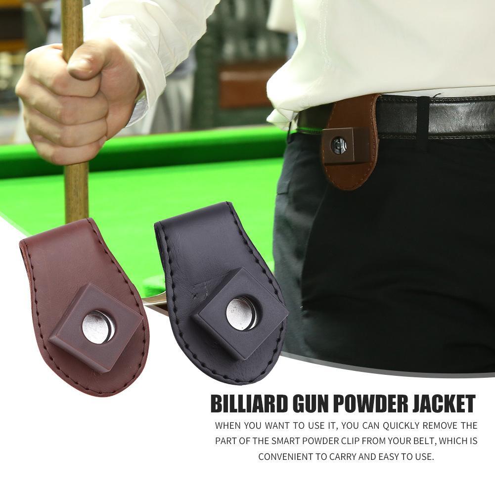 Pool Cue Chalk Holder Leather Chalk Bag Portable Billiard Cue