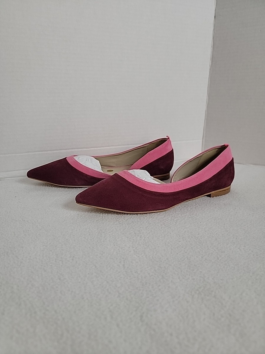 Boden Women's Cleo Pink Purple Velvety Suede Slip On Flat Shoes NWOT