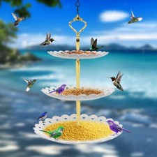 3-Tier Hanging Metal Bird Feeder Birdbath for Outdoor Garden Patio Decor