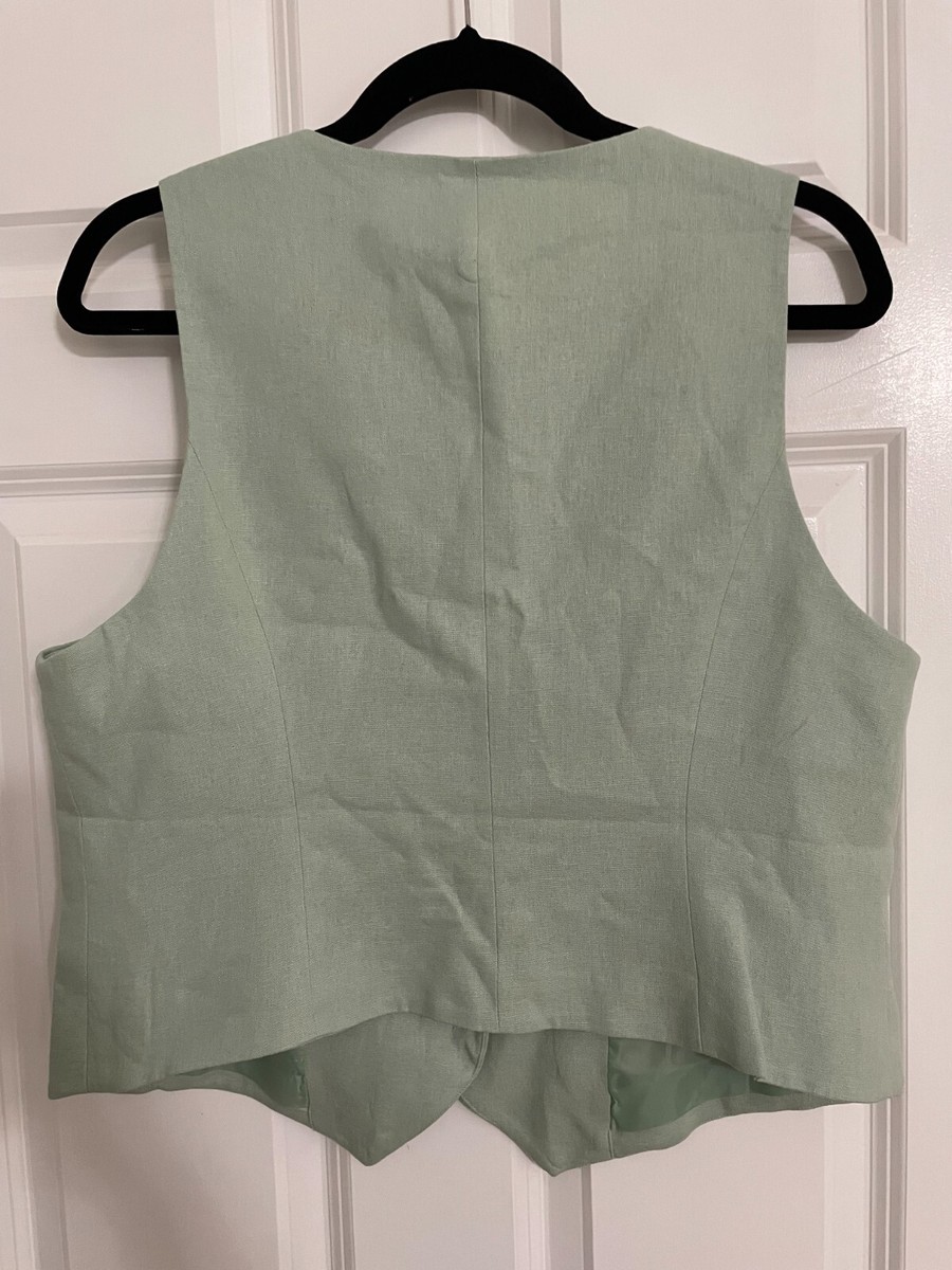 New Nine West Women's Jade Stone Vest Jackets 55%Linen 45