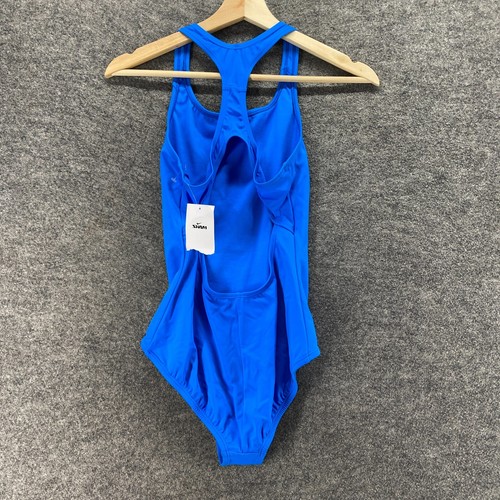 New Nike Swimsuit Girls L Large Blue One Piece Sleeveless Racerback Lined Solid - Picture 2 of 9