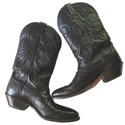 Laredo Western Cowboy Boots Mens 8D Black Excellent Leather Pointed/Almond Toe
