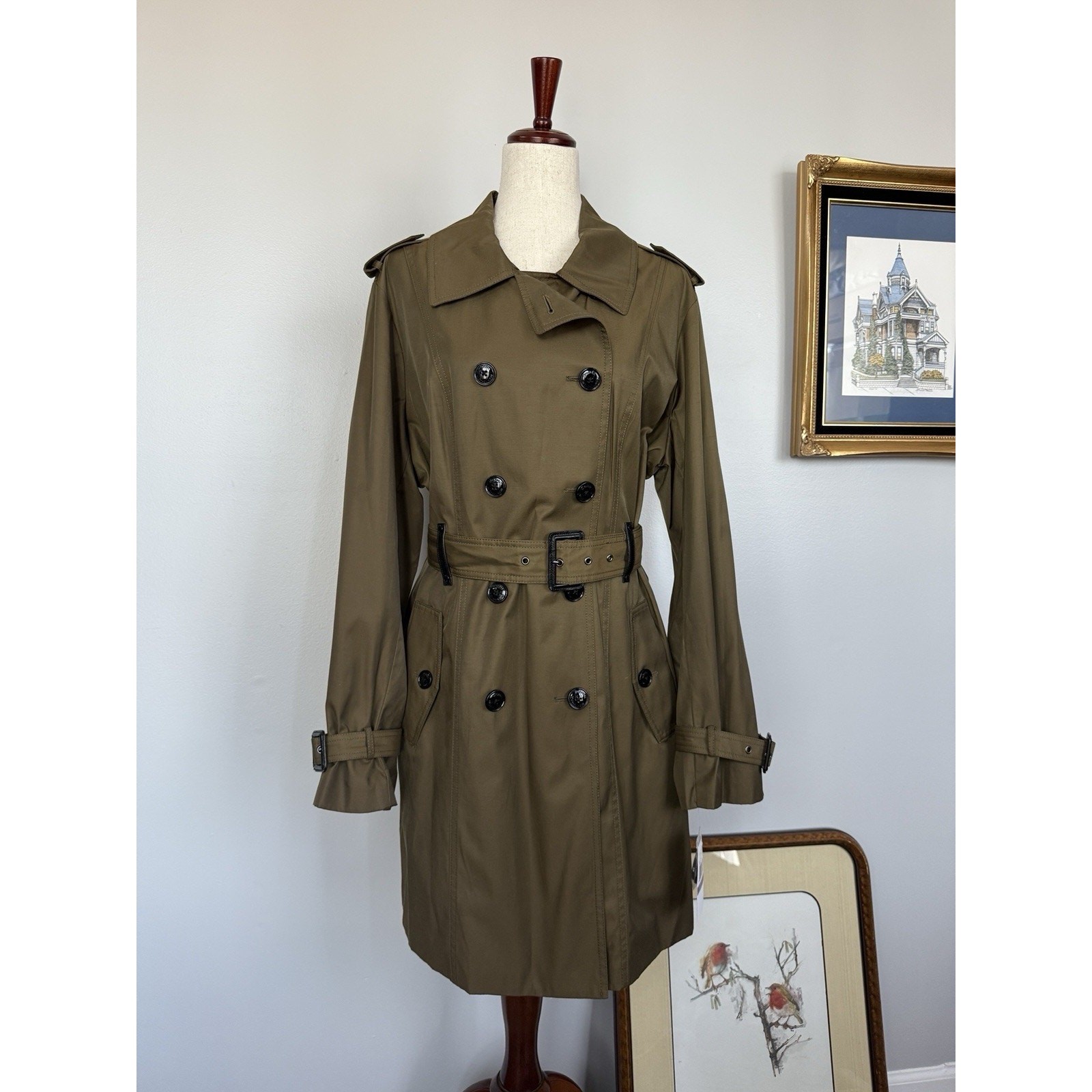 NWT Michael Kors Belted Olive Green Trench Coat