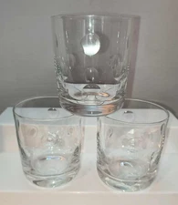 SET OF 3 BARWARE  DOT ROCK GLASSES 4.5"