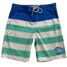 Arizona Jean Multicolor Stripes Drawstring Board Shorts Surf Style Men Size 36