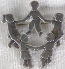 Vtg Retired James Avery Children Ring Around The Rosie Sterling Silver Brooch