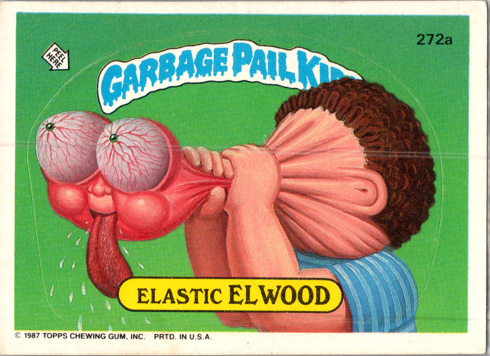 Elastic ELWOOD #272a 1987 Garbage Pail Kids trading card — raw and PSA graded price guide