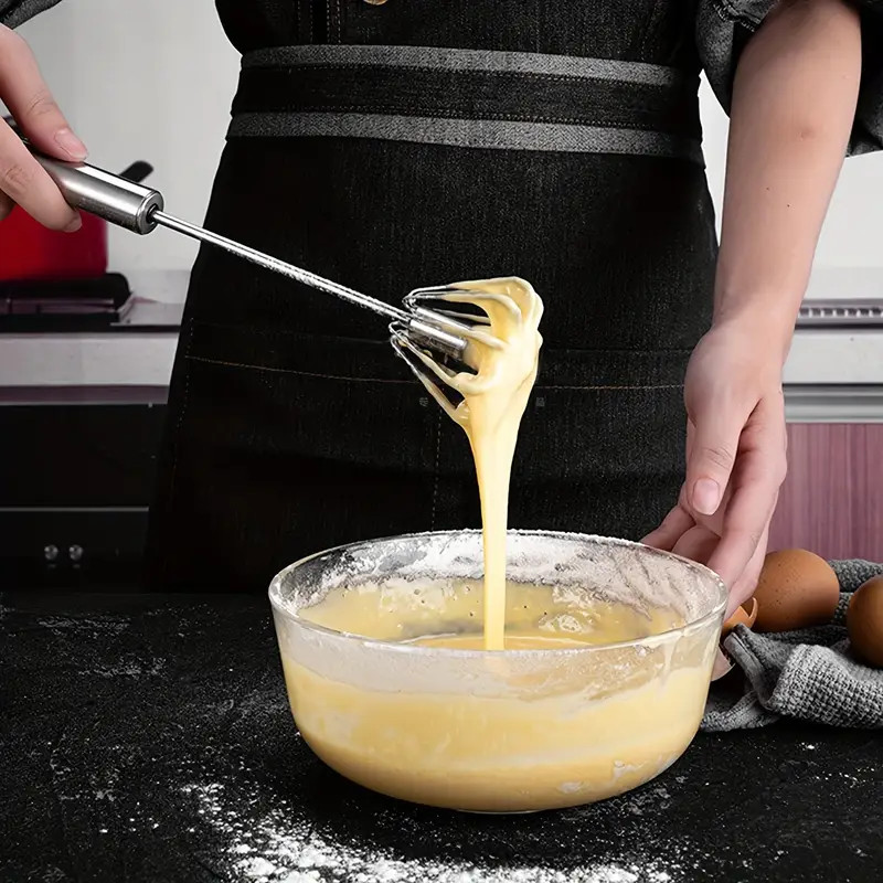 Semi-Automatic Egg Whisk Hand Push Egg Beater Stainless Steel Blender Mixer Tool