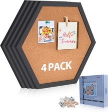 4 X Cork Bulletin Board Hexagon Notice Cork Board Decor Display for Home Office