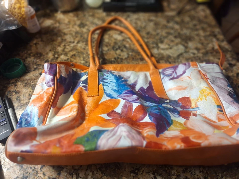 Maurizio Tauite Дамская сумка оранжевый шагреневой кожи, сумка с короткими ручками размер, сделано в Италии - Изображение 4 из 4