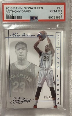 2013 Panini Signatures Anthony Davis #46 - Blue /15. PSA 10