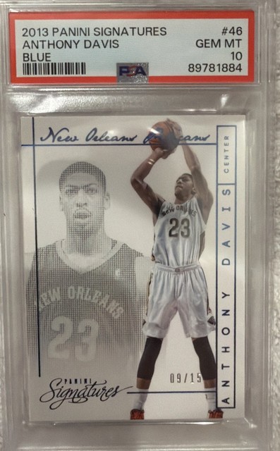 2013 Panini Signatures Anthony Davis #46 - Blue /15. PSA 10