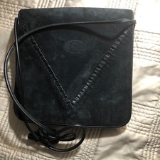 Vintage Pollini Black Suede Crossbody Purse