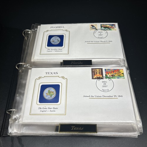 Colorized U.S. State Quarter Covers Album 30 Coins W/Envelopes - Picture 2 of 10