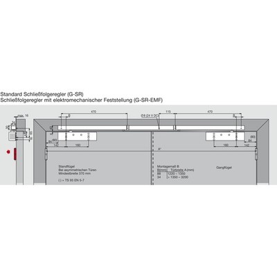 DORMAKABA Türschließer TS 93 B GSR-EMF2-V,EN 2-5, 2-flg. Gleitschiene, silber