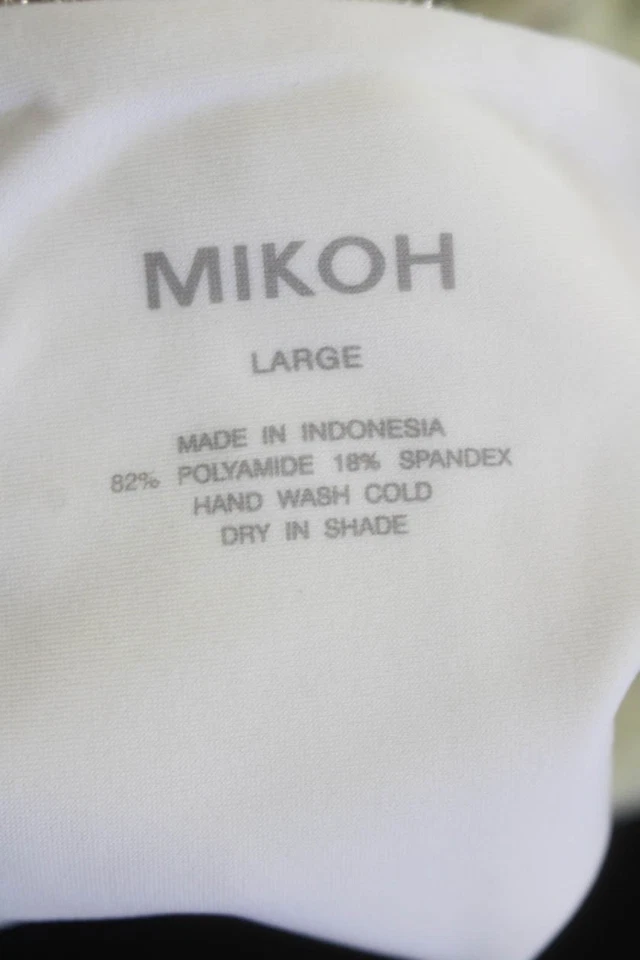 Pantalones de baño Mikoh elásticos metálicos de tiro alto plateados talla L para mujer Foto 4 de 4