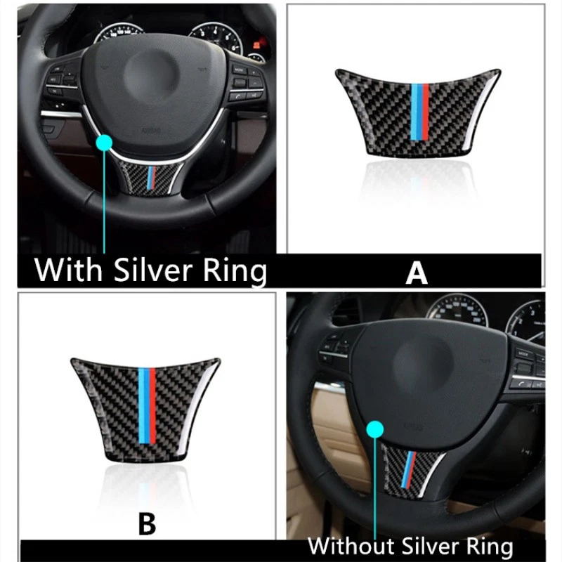 Calcomanía adhesiva para molduras de volante de fibra de carbono M Sport para BMW F10 F18 2011-2017 Foto 3 de 4