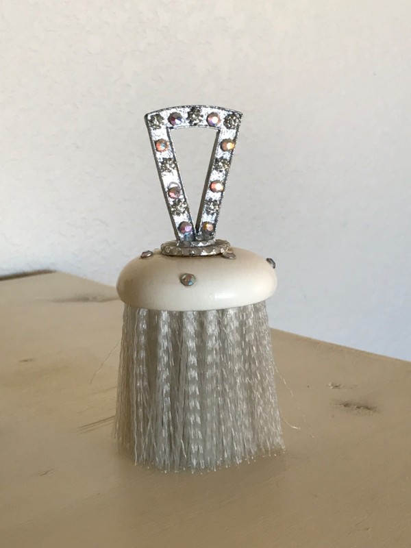 Vintage Retro Vanity Lint Clothing Brush ~ Crum Sweeper ~ Glamorous Rhinestones