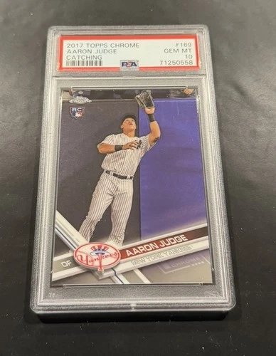 2017 Topps Chrome Aaron Judge Rookie RC Catching #169 PSA 10 GEM MINT