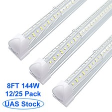 8FT LED Shop Light Hard Wire 144W 6500k Linkable Warehouse Factory Garage Lights