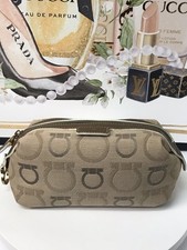 Salvatore Ferragamo Gancini Canvas/Leather Cosmetic Pouch Bag