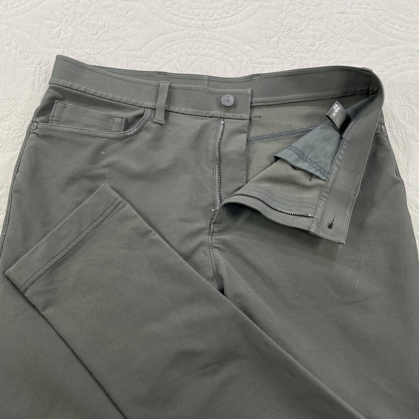 Public Rec Pants Mens 31x34 Black Performance Stretch 5 Pocket Zip Fly Workday