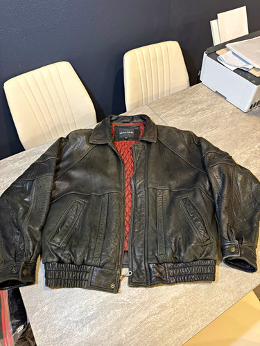 Pierre Cardin, Vintage 90s Pierre Cardin Black Genuine Leather Bomber Jacket Mens Size L Quilte