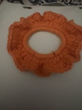 Orange Handmade Fabric Flower Scrunchie Hair Tie, Women's All Hair Types